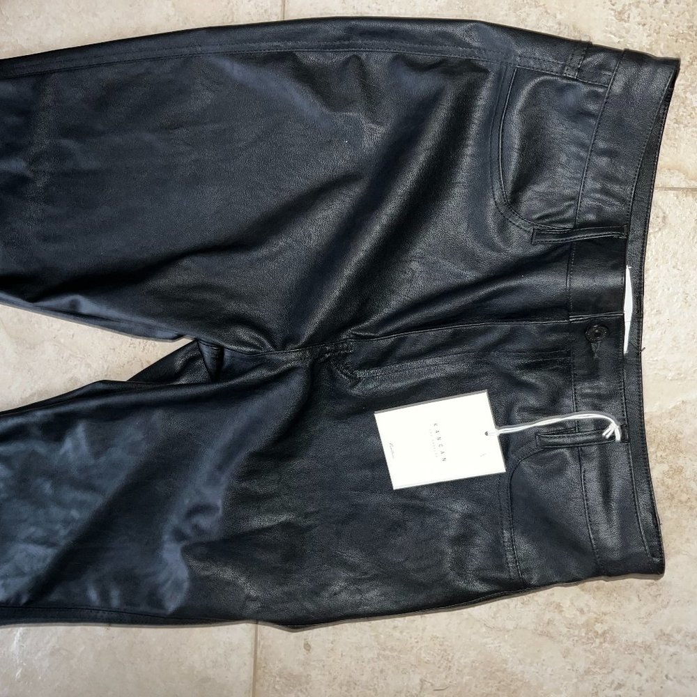 Faux Leather Zip Bottom Pants